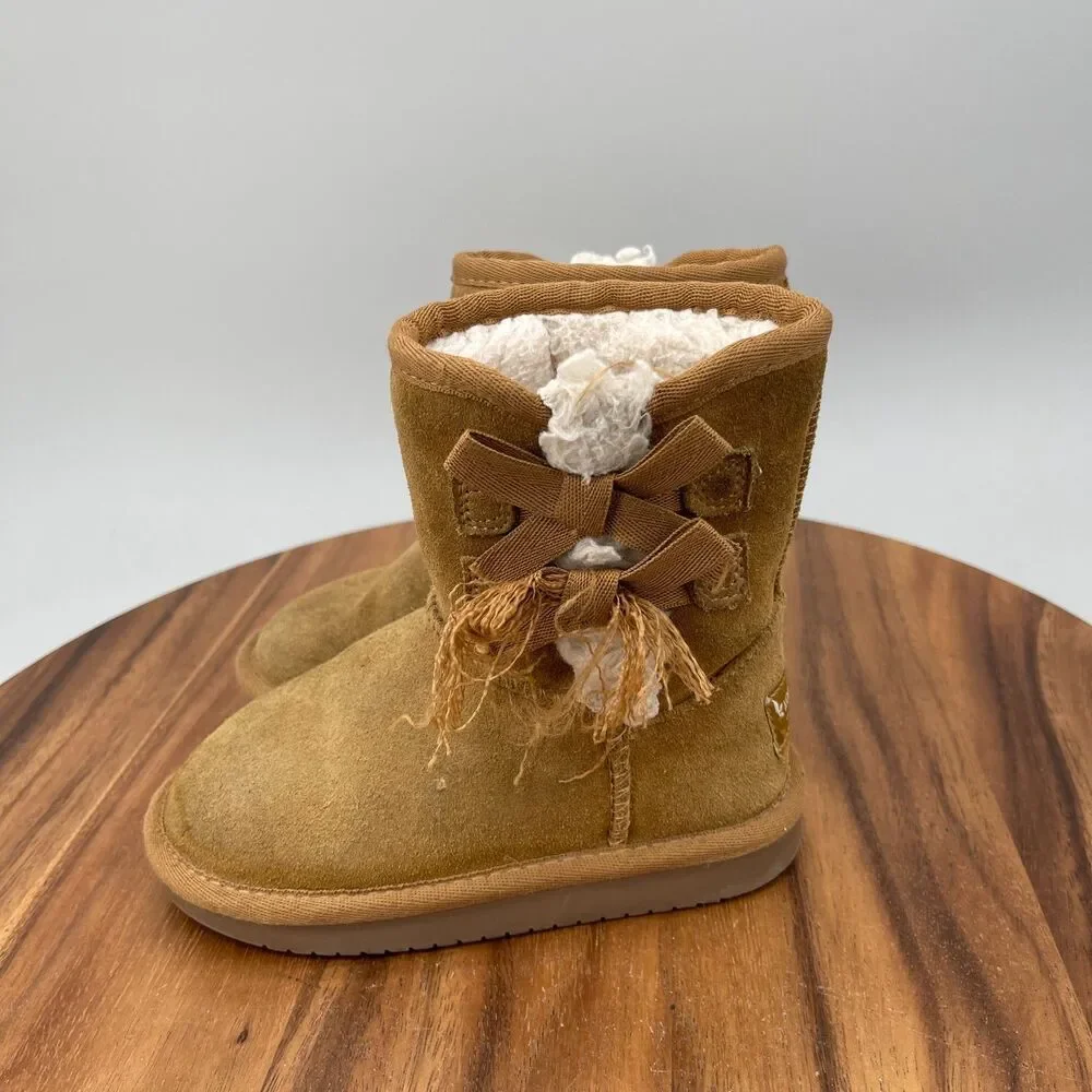 Koolaburra by UGG Victoria Short Boots Youth Girl's Size 9 Chestnut Brown